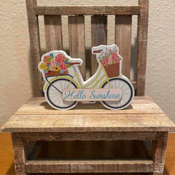 Bicycle Wood Signs Set Of 3 For Tier Trays, Enjoy The Ride, Hello Sunshine - Picture 6 of 15